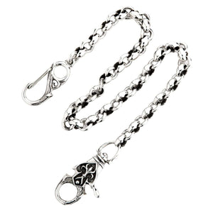Tribal-Brieftaschenkette aus 925 Sterlingsilber, 23 Zoll, langgestreckte Silberkette mit beiden Verschlüssen auf Weiß