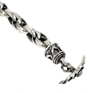 Bracciale a catena in argento sterling con chiusura a T tribal, vista dettagliata del barilotto