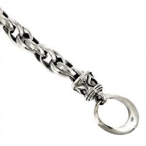 Bracciale a catena in argento sterling con chiusura a T tribal, vista dettagliata del punzone
