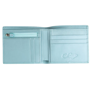 Turquoise Stingray Leather Bifold Wallet — open interior layout