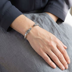 Twin Dragon Sterling Silver Cuff Bracelet