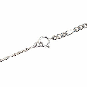 2mm Figaro Sterling Silver Link Necklace shown in spring ring close view view.