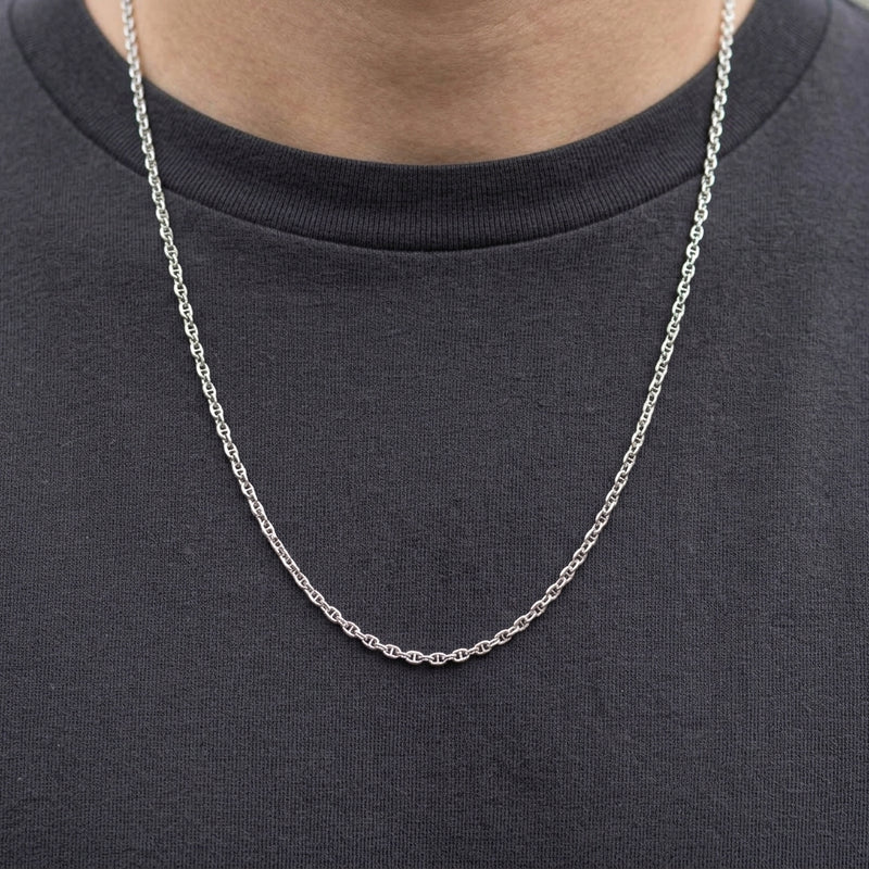 2mm Sterling Silver Mariner Chain Necklace