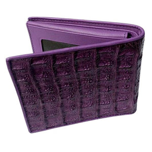 Portefeuille en crocodile hornback violet, dessus avant fermé
