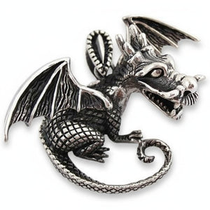 Ciondolo drago alato in argento sterling — vista frontale