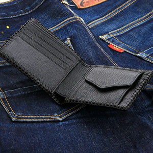Biker Wallet Red Cross Black Lizard Leather
