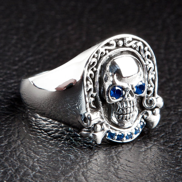 Sterling Silver Designer Rider Skull Ring