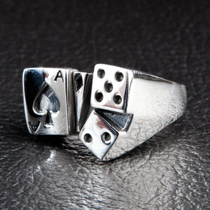 Würfel-Glücksring aus Sterlingsilber