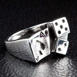 Würfel-Glücksring aus Sterlingsilber
