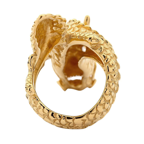 Кольцо с драконом из желтого золота 585 пробы (3 микрона)