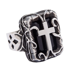 Sterling Silver Gothic Cross Ring, cross front three quarter