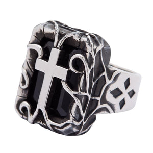 Sterling Silver Gothic Cross Ring, cross opposite three quarter