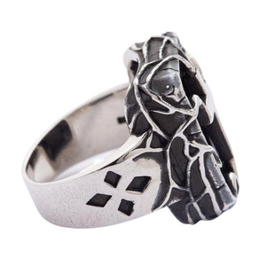 Sterling Silver Gothic Cross Ring, pierced shoulder profile