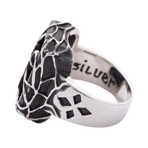 Sterling Silver Gothic Cross Ring, opposite pierced shoulder