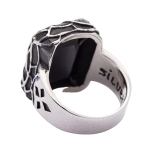 Sterling Silver Gothic Cross Ring, back and inner band