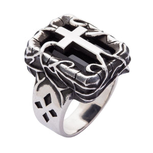 Sterling Silver Gothic Cross Ring, cross ring low angle