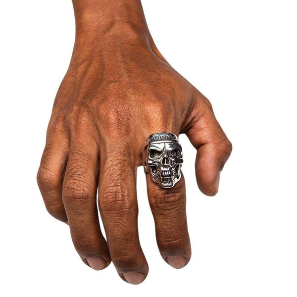 Motorcycle Chopper Silver Skull Ring