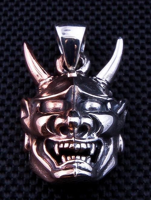 Sterling Silver Oni Mask Devil Pendant