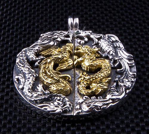Sterling Silver Japanese Phoenix Dragon Pendant
