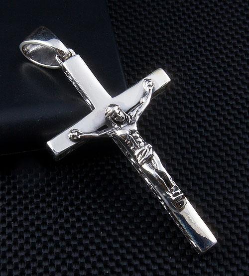 Small Silver Cross Jesus Pendant