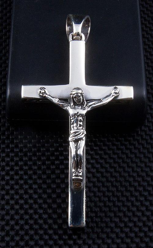 Small Silver Cross Jesus Pendant