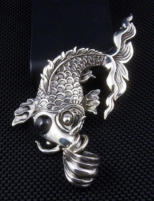 Black Silver Gothic Koi Pendant