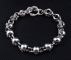 Bracciale in argento sterling piccolo con teschio grosso
