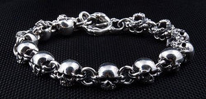 Bracciale in argento sterling piccolo con teschio grosso