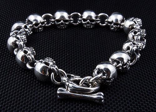 Sterling Silver Small Chunky Skull Armband