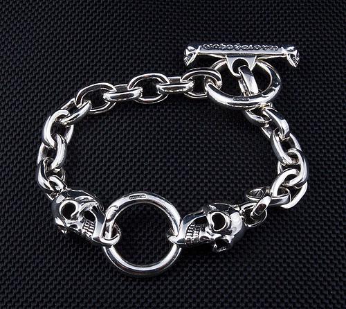 アクセサリー Skull Chain Bracelet - Silver 925 925 Sterling Silver Skull Chain Bracelet - Gothic Street