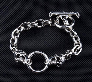 Silver Skull Chain Armband