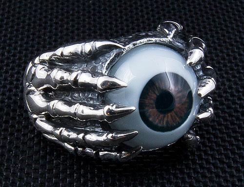 Sterling Silver Eye Eyeball Claw Gothic Ring