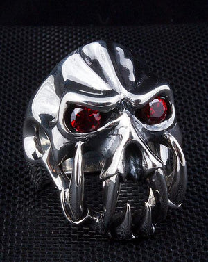 Red Eyes Skull Fang Devil Ring