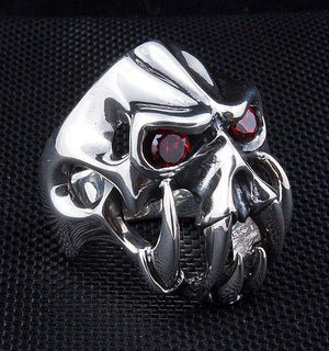 Red Eyes Skull Fang Devil Ring