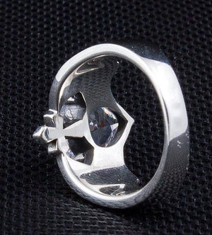 Silver Diamond Heart Bat Wings Ring