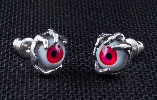 Sterling Silver Red Evil Eye Earrings