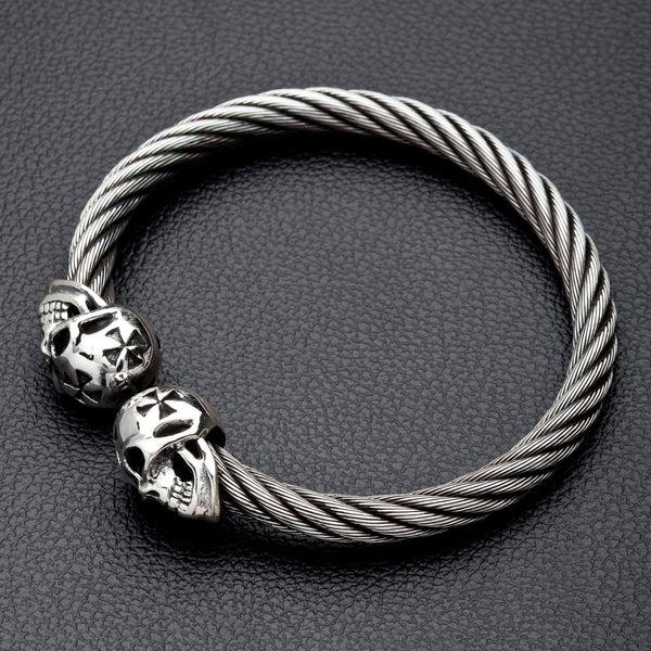 Skull Silver Bangle Bracelet