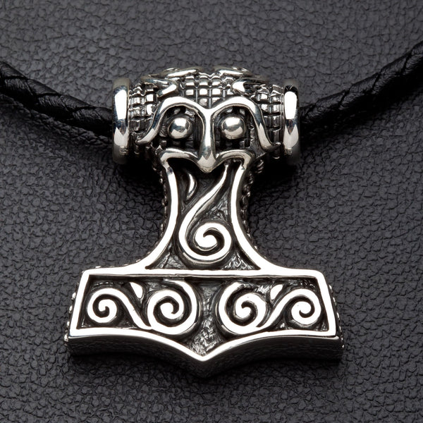 Große silberne Thors Hammer Herren-Anhänger-Halskette