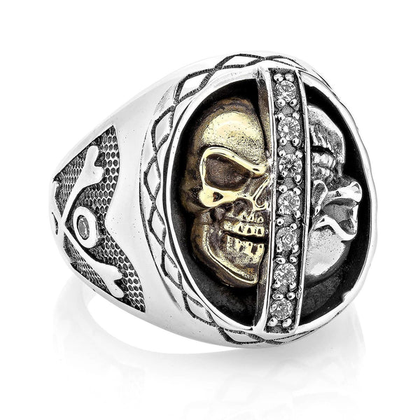 925 Sterling Silver Skull Crossbone Ring