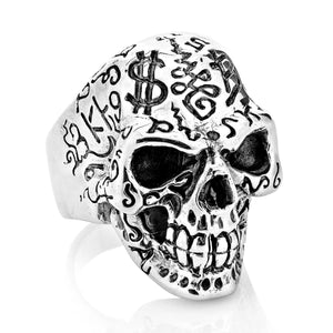 Sterling Silver Tattoo Skull Ring