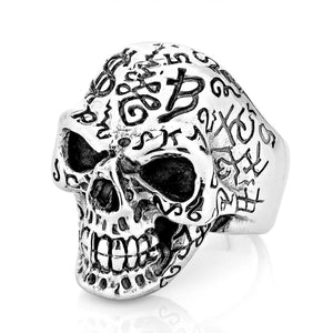Sterling Silver Tattoo Skull Ring