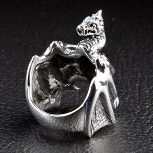 Sterling Silver Knight Dragon Ring