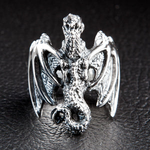 Sterling Silver Knight Dragon Ring