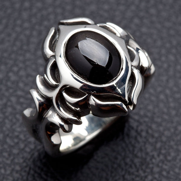 Schwarzer Onyx-Silber-Stammesring