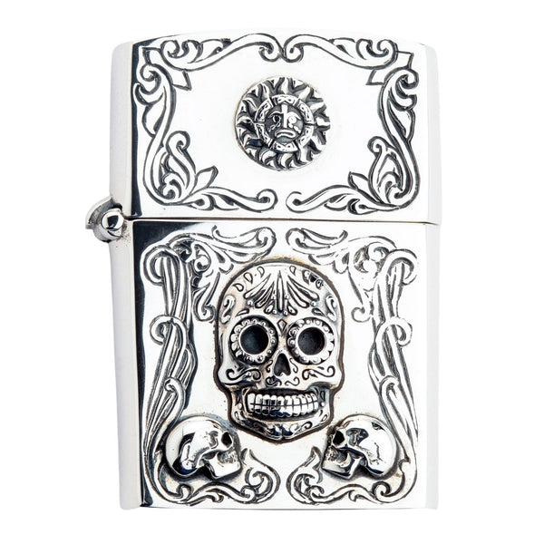 Sterling Silver Santa Muerte Mexican Sugar Skull Lighter