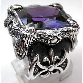 Sterling Silver Amethyst Dragon Claw Ring