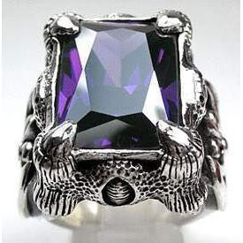 Серебряное кольцо с аметистовым когтем дракона