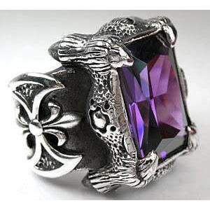 Sterling Silver Ametist Dragon Claw Ring