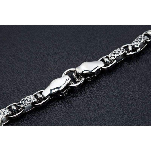 Sterling Silver Anaconda Snake Men's Bracelet