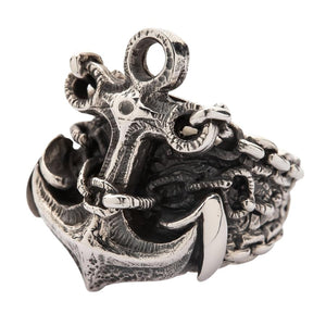 Bague pour homme ancre en argent sterling 925